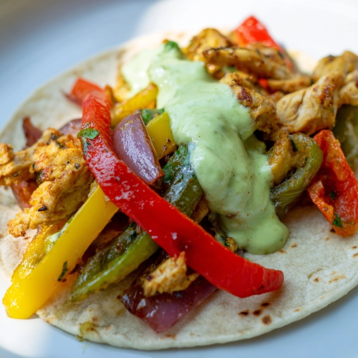 Sizzling Chicken Fajitas with Lime Crema, showcasing vibrant peppers and tender chicken ready to devour.