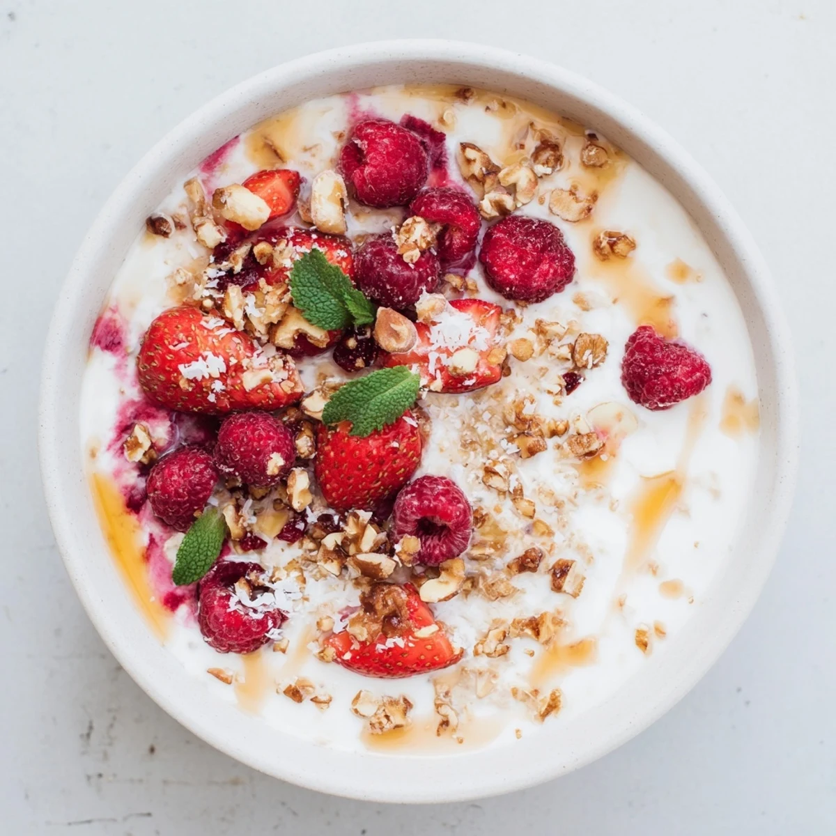 Overnight Oats with berries and honey, a refreshing breakfast bowl bursting with fresh fruit and flavor.