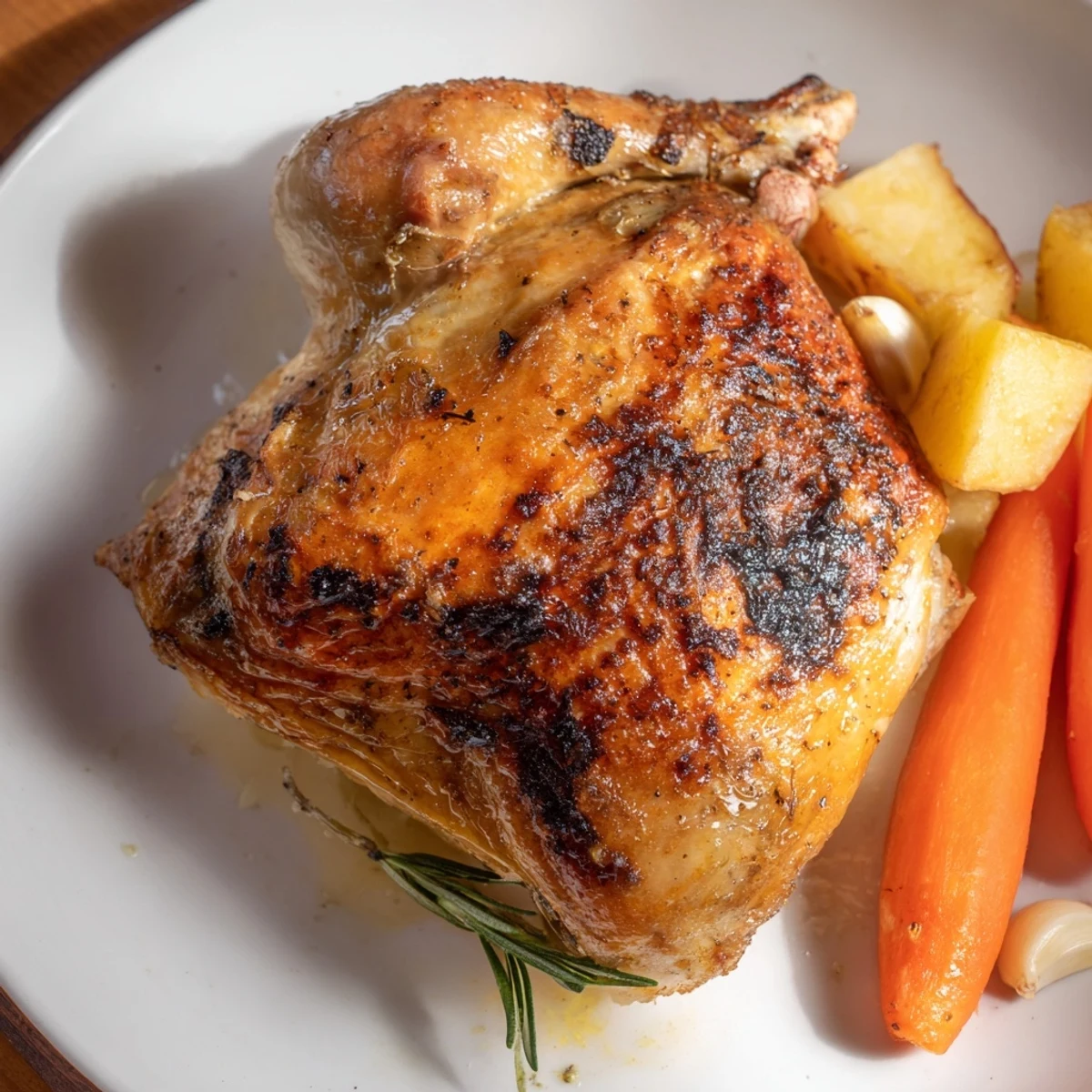 Crispy-skinned Roast Chicken with Rosemary and Garlic; a juicy, flavorful family dinner centerpiece.