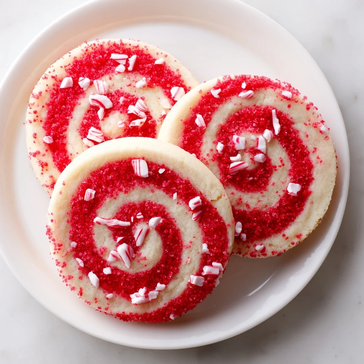 Festive Candy Cane Swirl Cookie platter displaying colorful, swirled holiday cookies ready for serving.