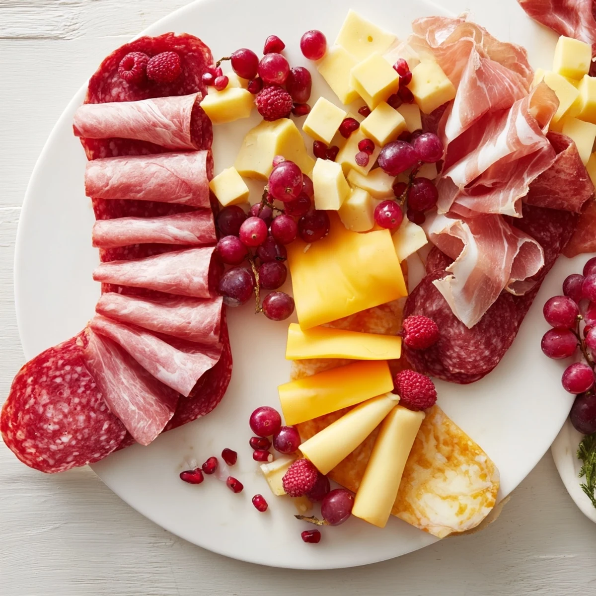 Festive Stocking Charcuterie Board packed with meats, cheeses, fruits, and crackers perfect for a holiday party!