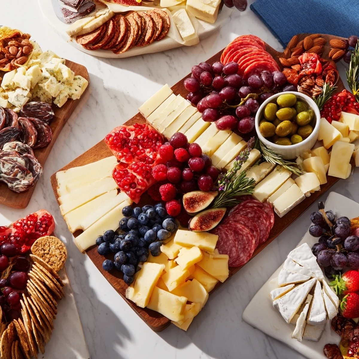 A beautifully designed Nutcracker Suite Board filled with cheeses, charcuterie and treats ready to be served.