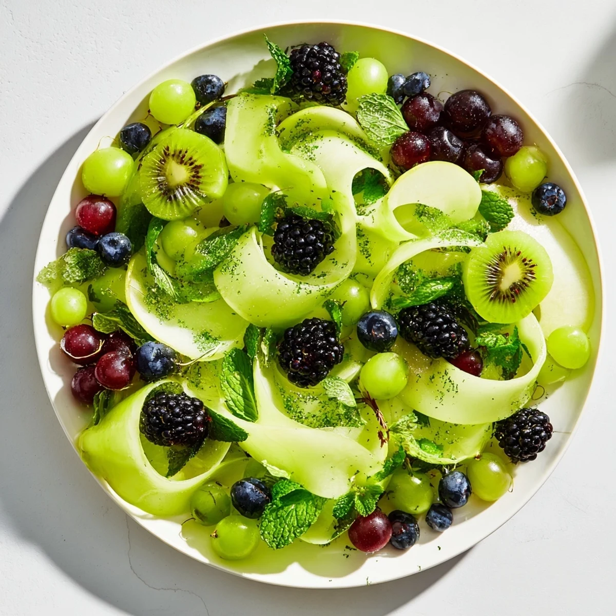 Enjoy this colorful Aurora Borealis Sweep, a refreshing vegan fruit platter visually inspired by nature.