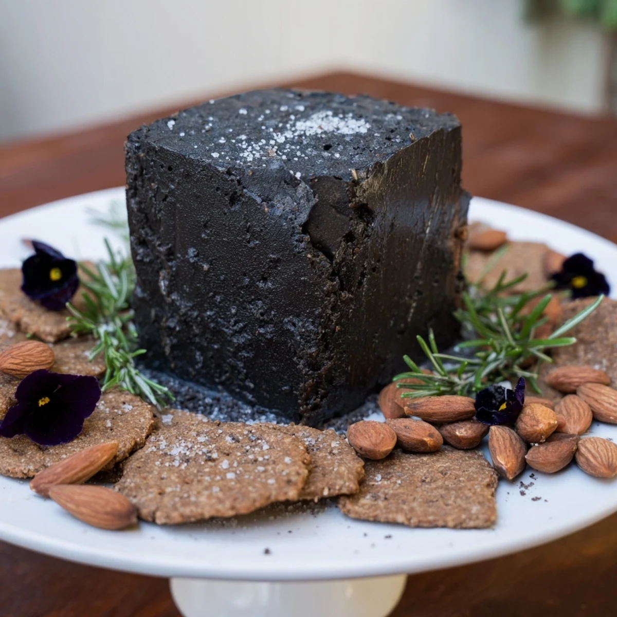 Enjoy the bold flavors of The Obsidian Peak, featuring black wax cheddar and savory accompaniments ready to serve.