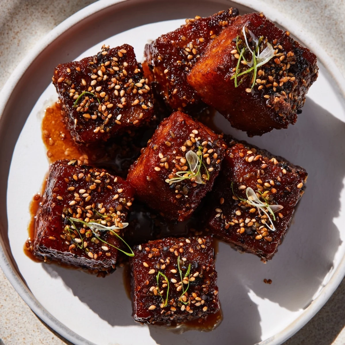 Air Fryer turkey/chicken bites glistening with honey soy sauce, offering delicious sweet and savory flavor in every bite.