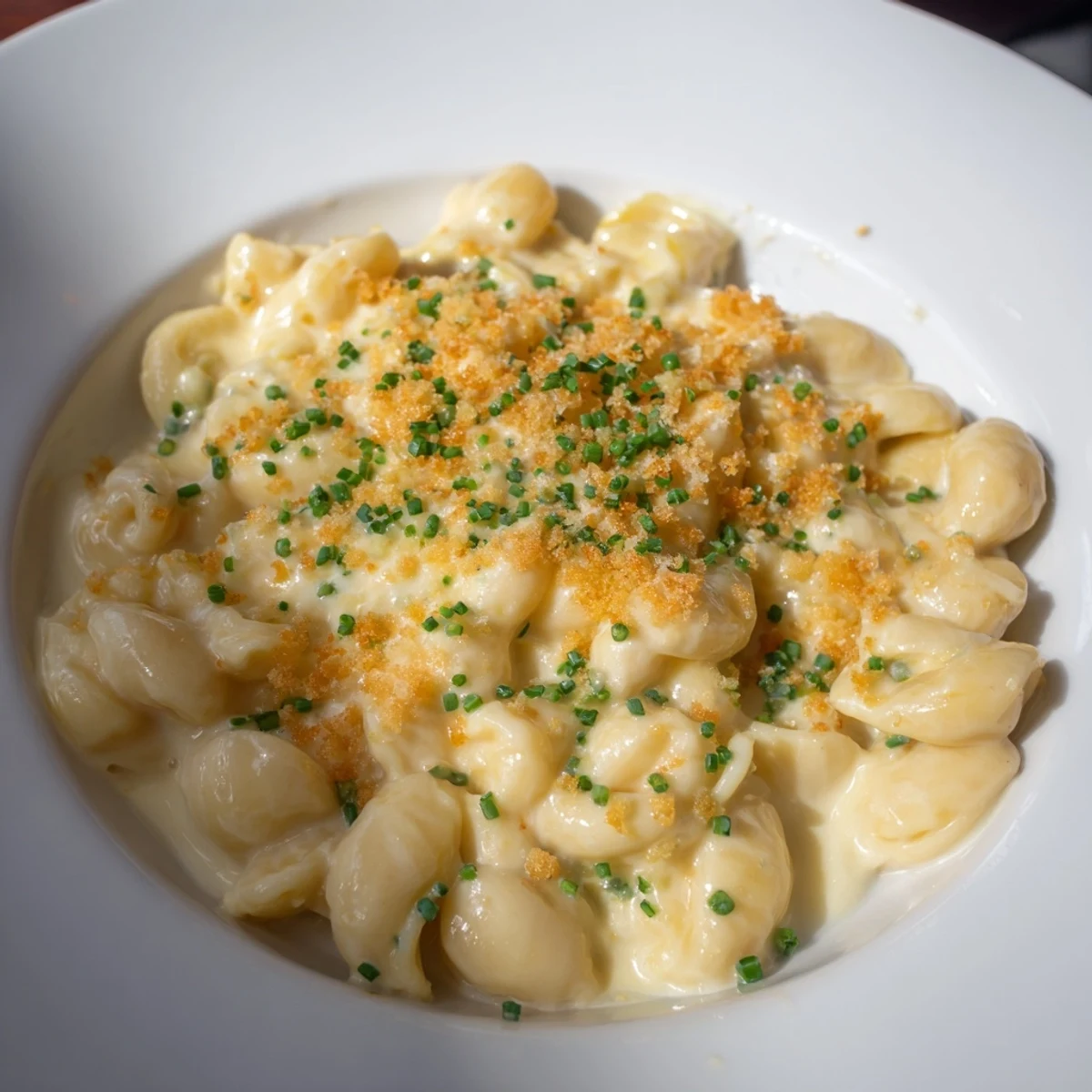A close-up of a bowl of Cottage Cheese Mac and Cheese: a delightful, savory family-friendly dish.