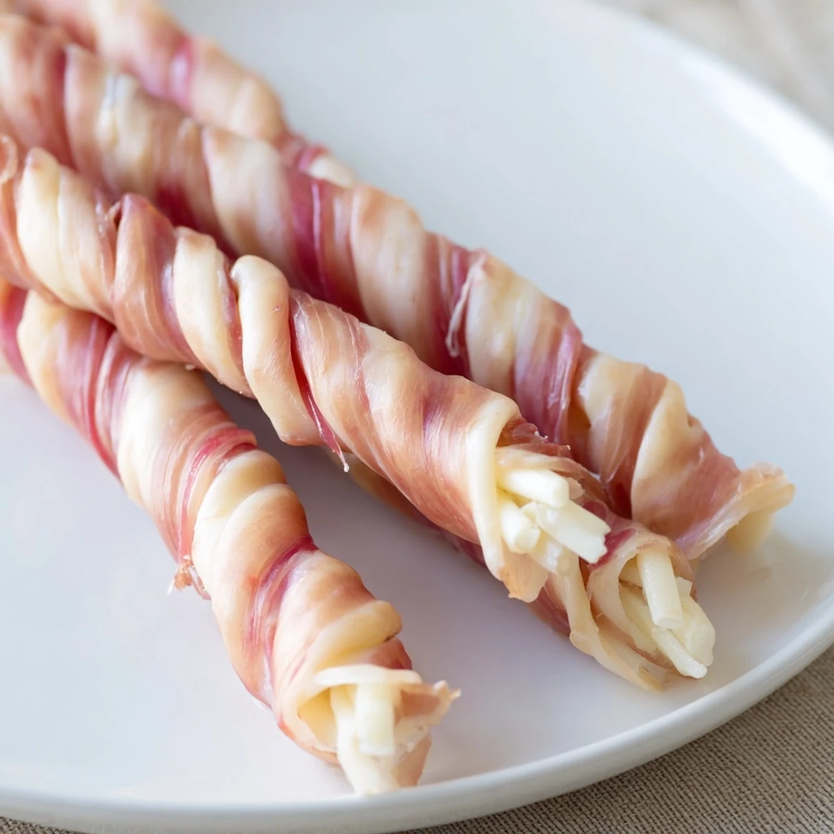Braided Nautical Knot appetizer with salty prosciutto and melty string cheese, ready to serve.
