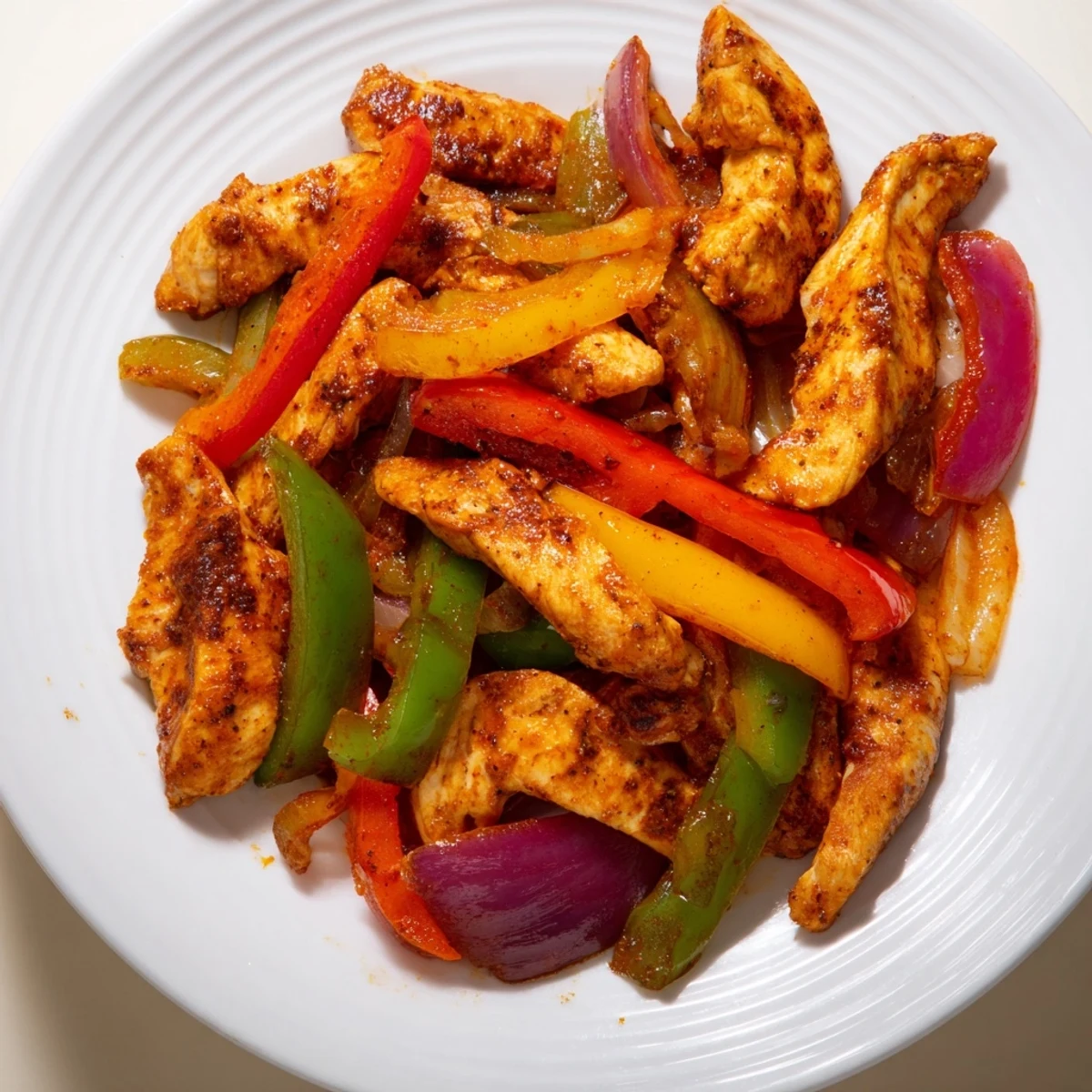 Juicy Sheet-Pan Chicken Fajitas, roasted with bell peppers and onions, ready for warm tortillas.