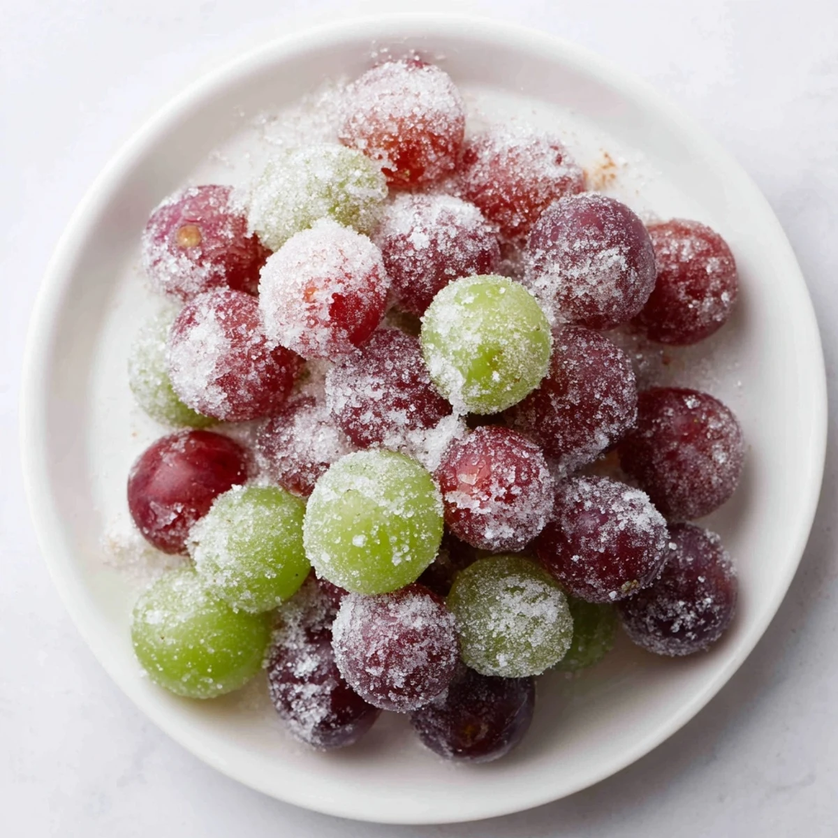 Brightly colored red and green frozen grapes, a healthy and delightful American snack ready to enjoy.