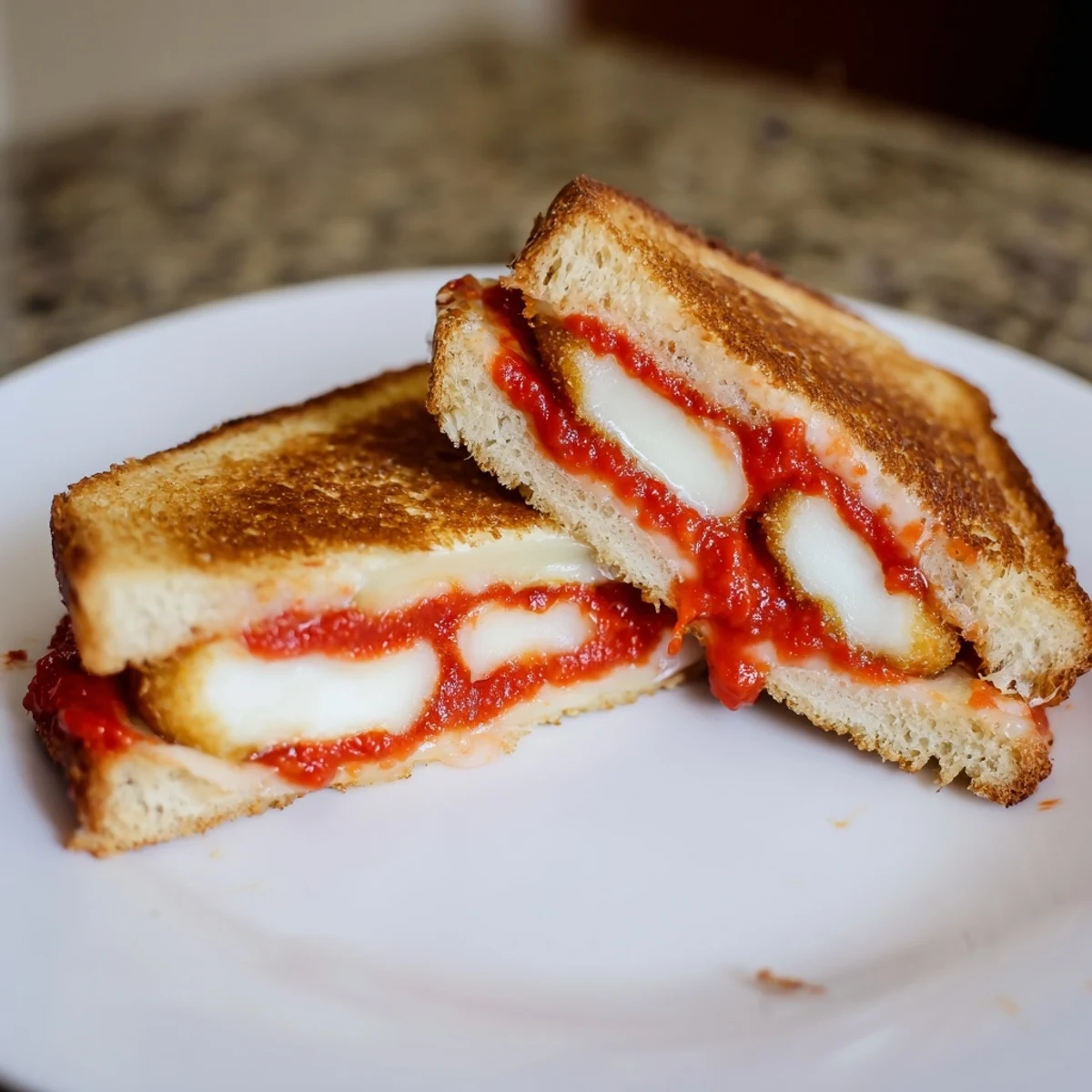 Crispy, cheesy mozzarella stick grilled cheese sandwich, served with marinara for dipping and flavor.