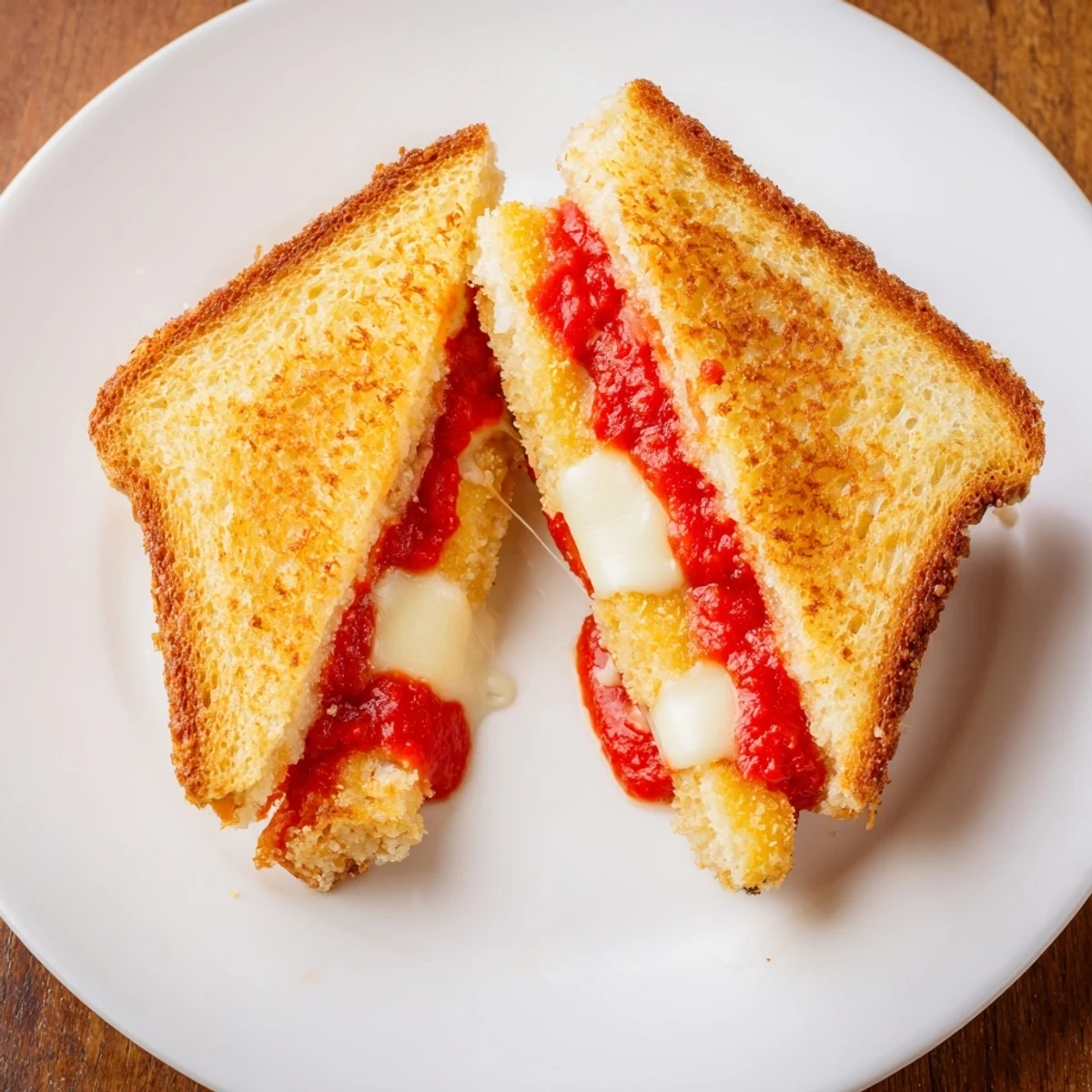 Close-up of a warm mozzarella stick grilled cheese, ready to enjoy with a side of dipping sauce!