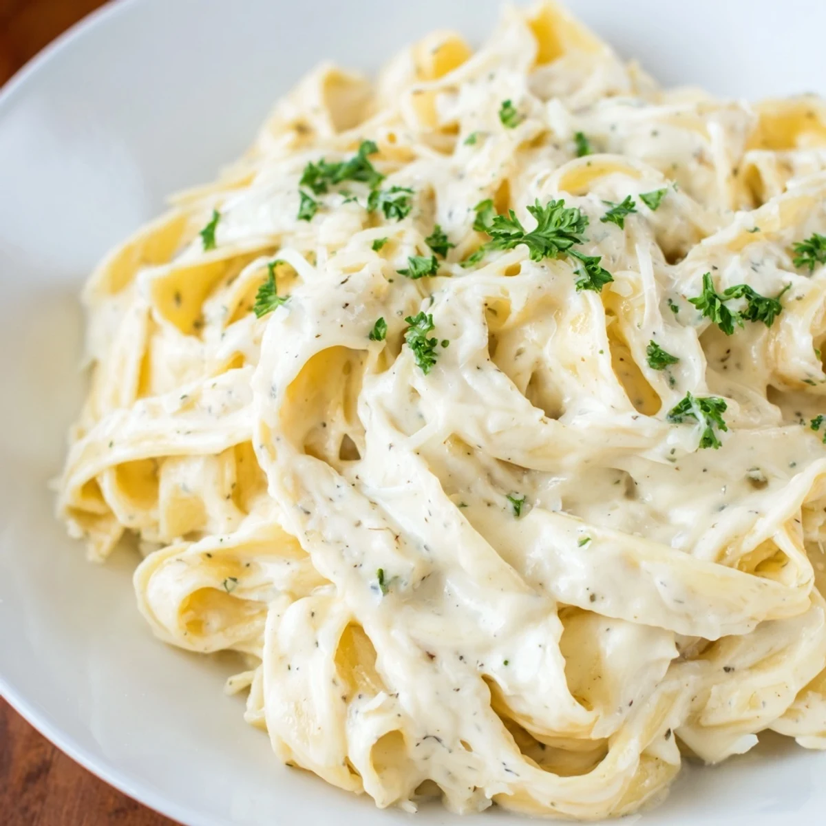 Creamy, homemade Cottage Cheese Alfredo Sauce, ready to be tossed with your favorite pasta.