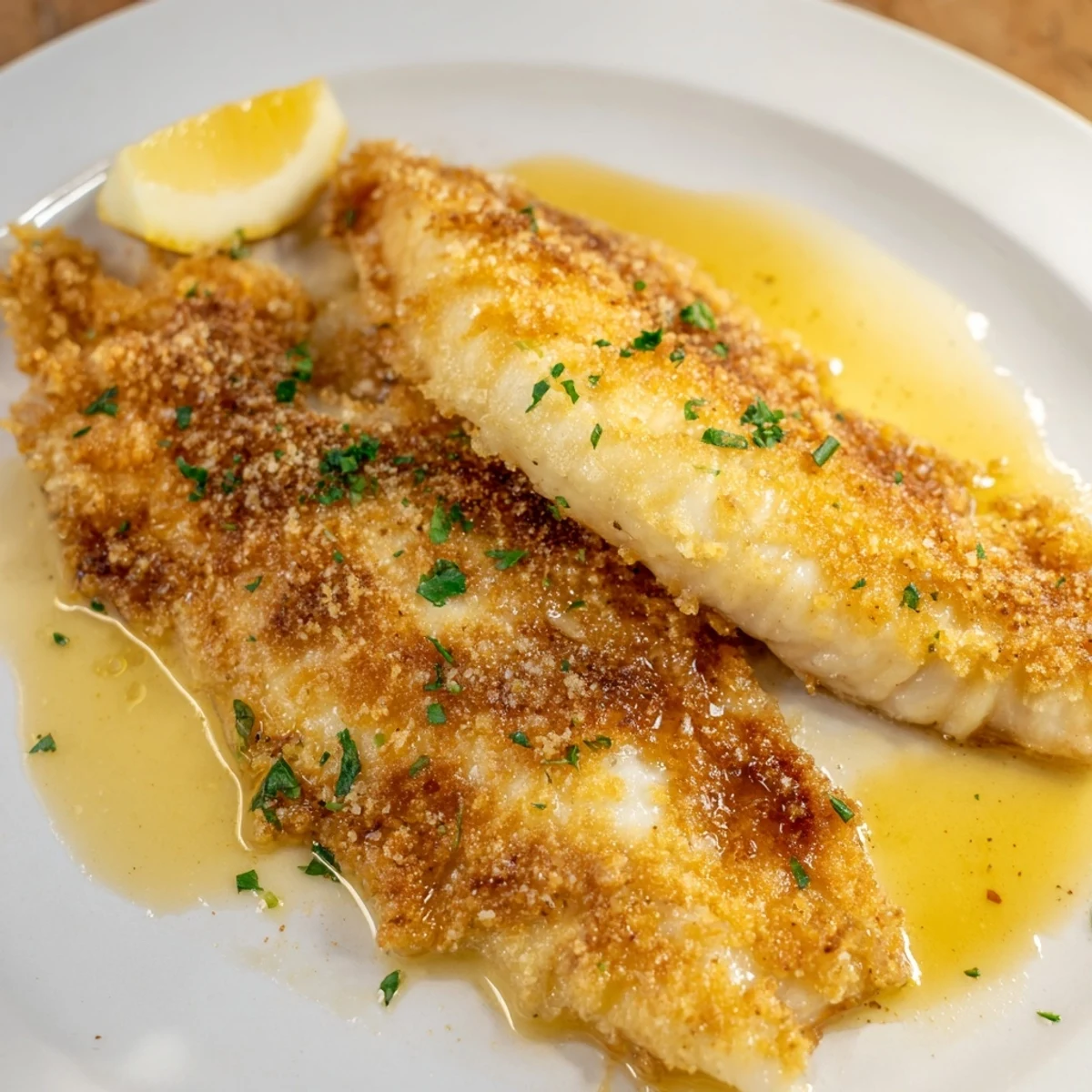 Delicate flounder meunière served with lemon wedges, a quick French-inspired main dish for weeknights.