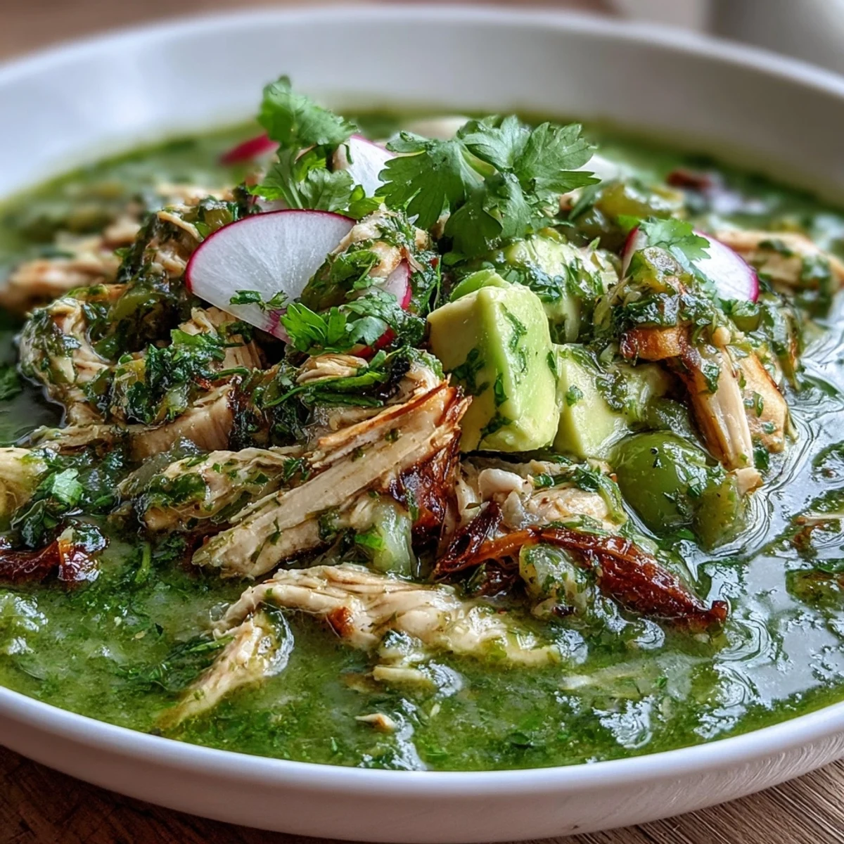 Spicy, savory Chicken Chili Verde bubbling in a Dutch oven, ready for a hearty Mexican meal.