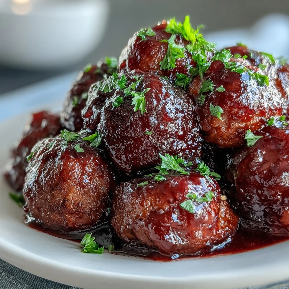 A slow cooker full of Grape Jelly and Chili Sauce Meatballs bubbling on a counter, ready to serve over rice.