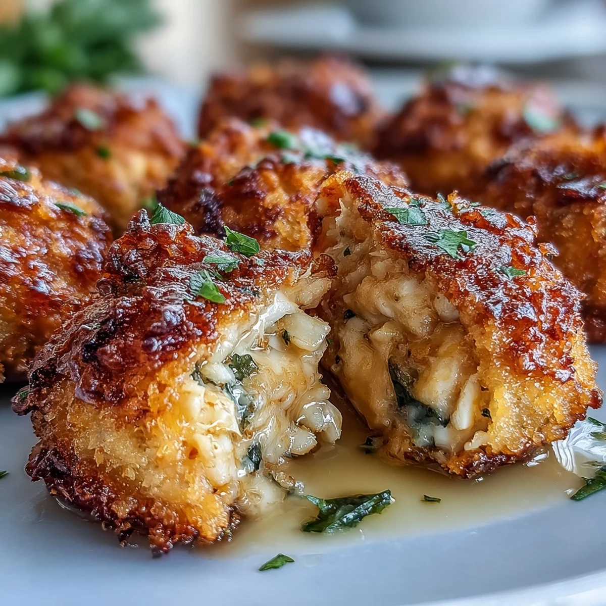 Golden-baked Cajun Crab Poppers with a crunchy panko topping and melted cheese.