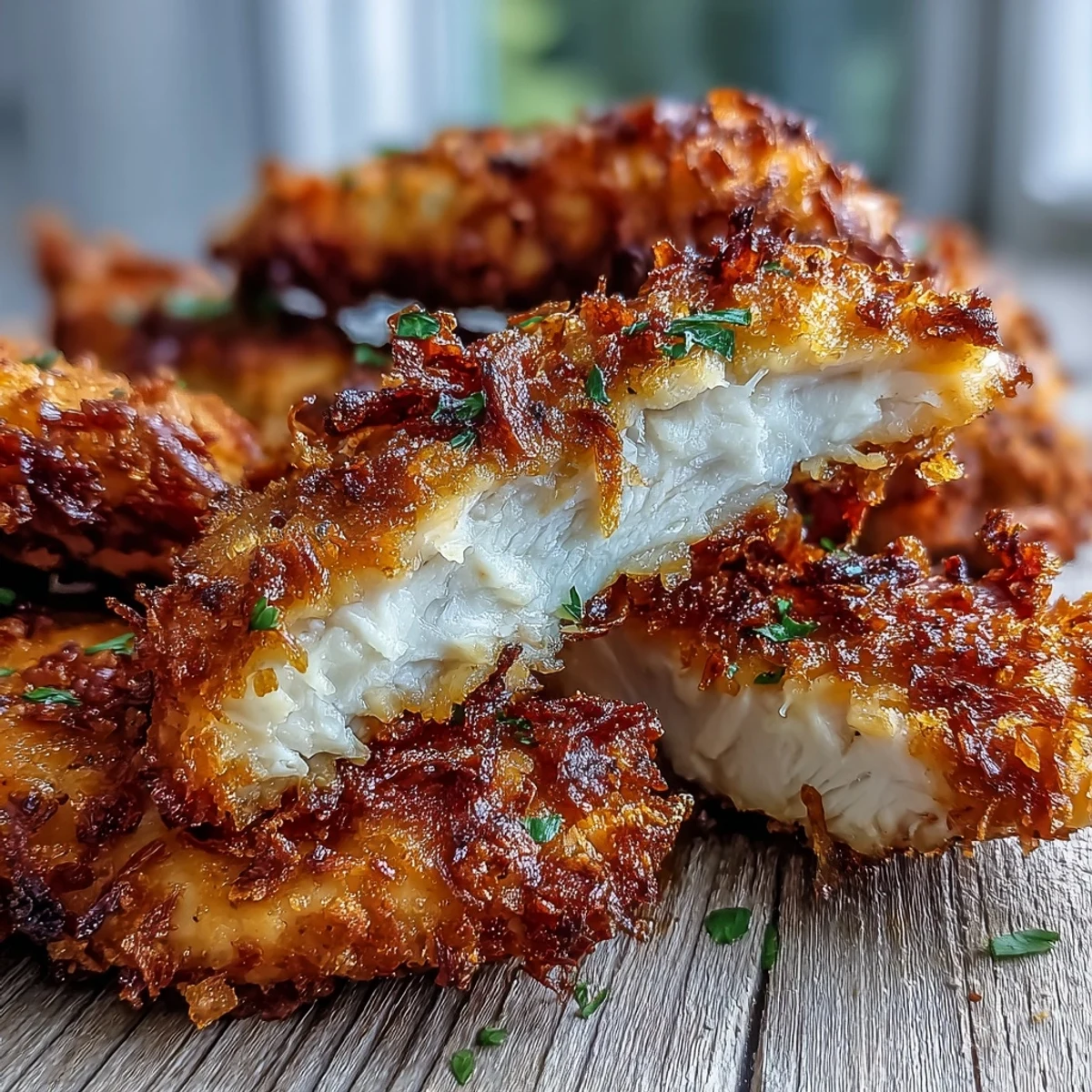 Golden Air Fryer Chicken Strips, served fresh with a side of ranch for dipping.