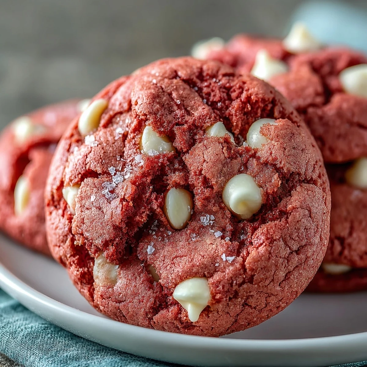 Plated Pink Velvet Cookies served with a glass of milk, perfect for a festive dessert or sweet afternoon treat.