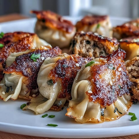 Crispy Smashed Gyozas appetizer, golden brown and ready for dipping sauce.