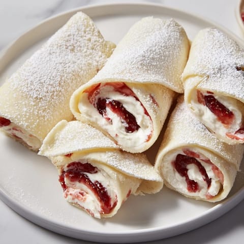 These delicious Snow Angel Tortilla Wraps show soft rolled tortillas with creamy filling and sweet jam.