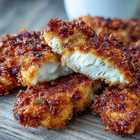 Juicy Air Fryer Chicken Strips with a golden crunch, perfect for family-friendly finger food.