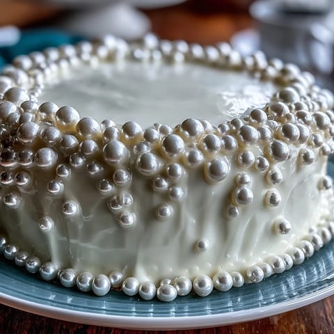 A beautifully decorated sheet cake with pearl fondant, perfect for a First Communion celebration, featuring smooth, shimmering details.