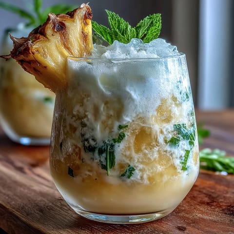 Vibrant Pineapple Coconut Agua Fresca, blending sweet pineapple and coconut milk, perfect for hot days.  