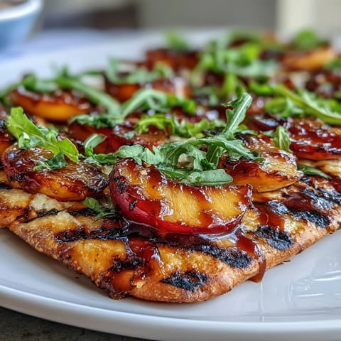 BBQ Peach Brie Flatbread Grill