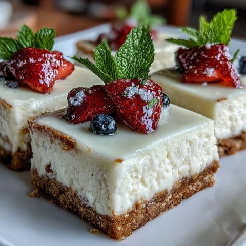 Creamy skyr lemon cheesecake bars sit chilled, waiting to be sliced and enjoyed.