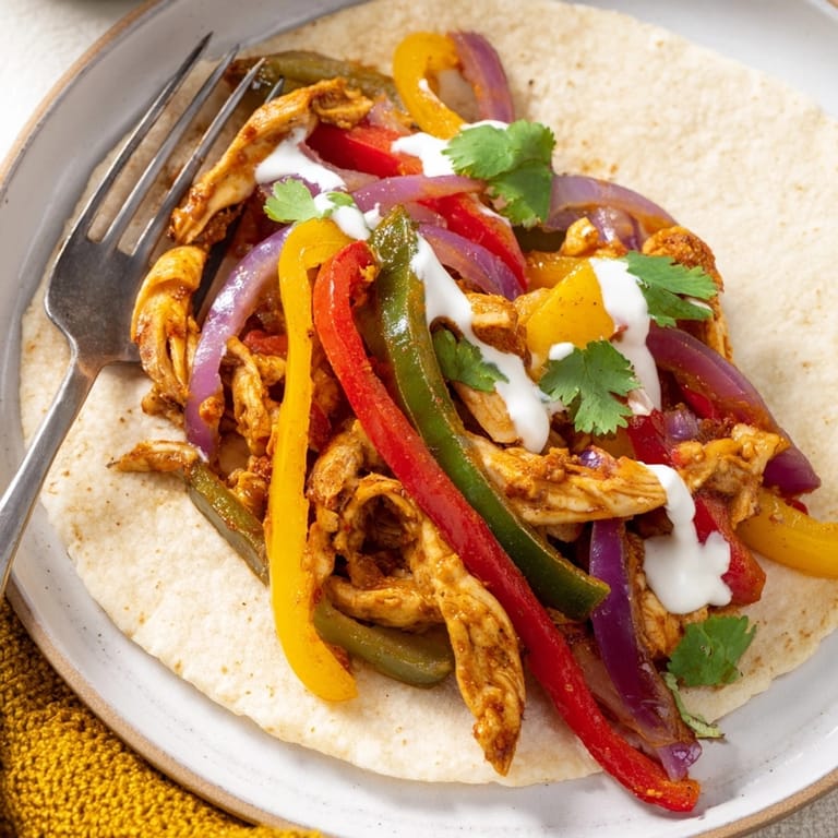 Homemade Chicken Fajitas with Lime Crema: a colorful and flavorful weeknight Tex-Mex feast.