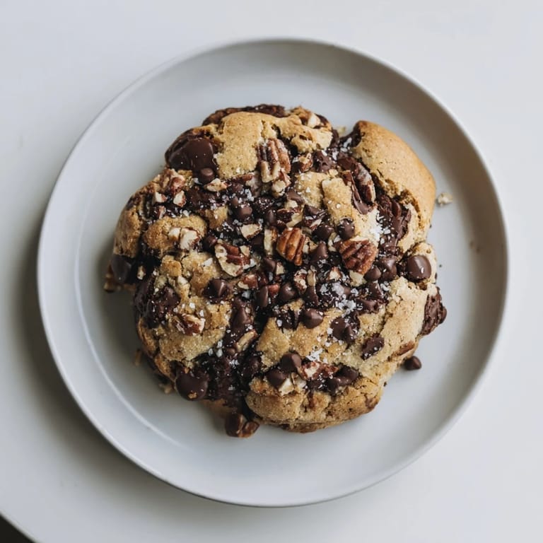A stack of delicious classic chocolate chip cookies, freshly baked, features rich chocolate chips and soft centers.