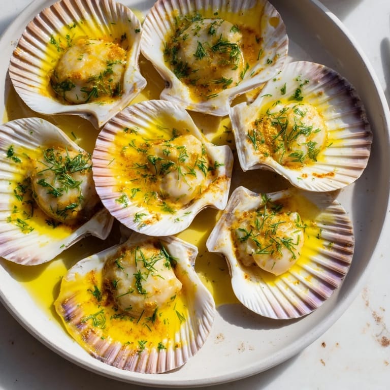 Perfectly seared Harbor-Style Scallops topped with a creamy lemon-dill butter: a delightful coastal dinner.