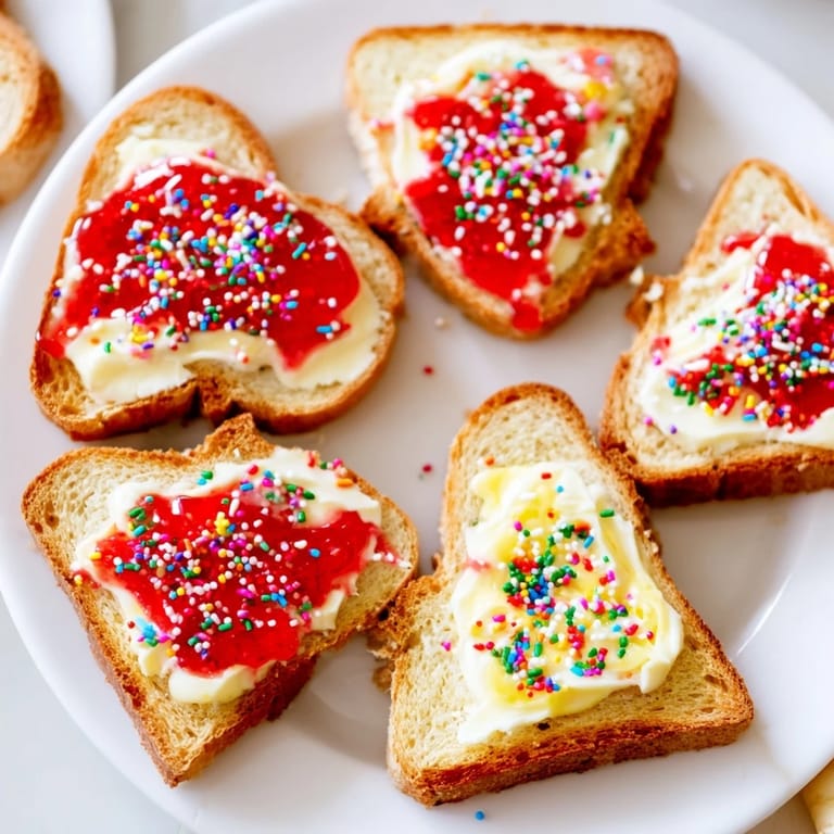 Crispy, buttery elf shoe toast bites topped with vibrant cherry tomatoes, ready for a holiday brunch.