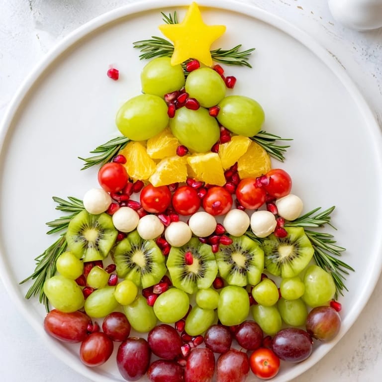 A delightful view of this Christmas Tree Triangle Board, featuring vibrant olives and grape "ornaments".