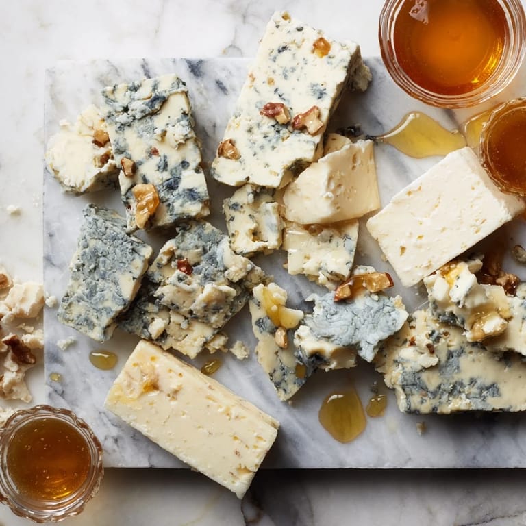 Marble Quarry's cheese board features creamy blue cheese alongside sharp cheddar, ready to serve with fruit.