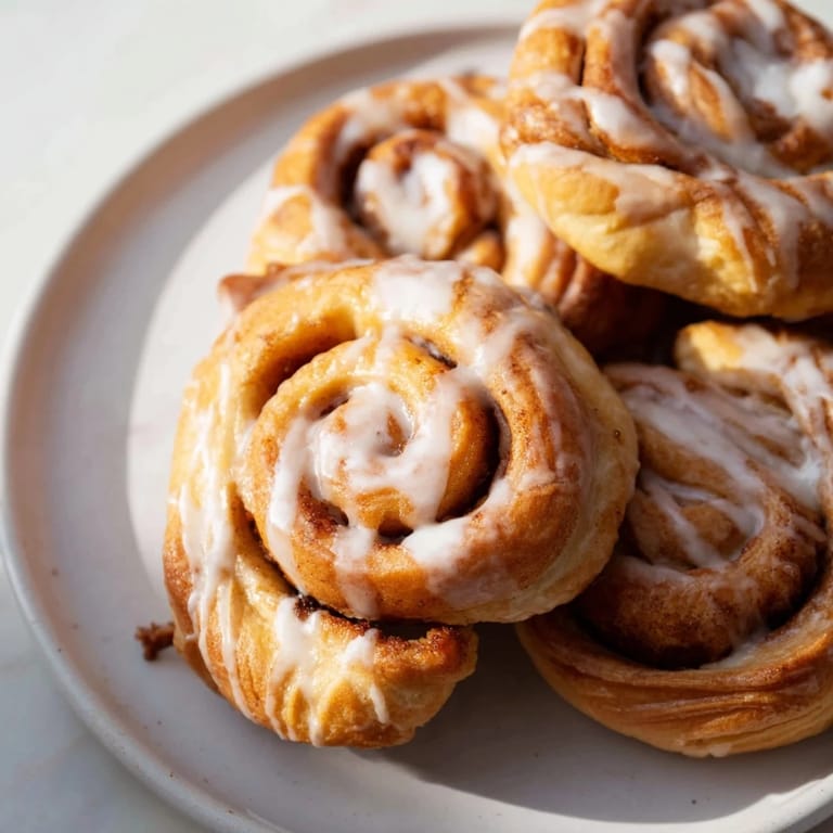 Air-Fryer Cinnamon Roll Twists, coated in sweet glaze, offer a warm, comforting, and delicious serving.