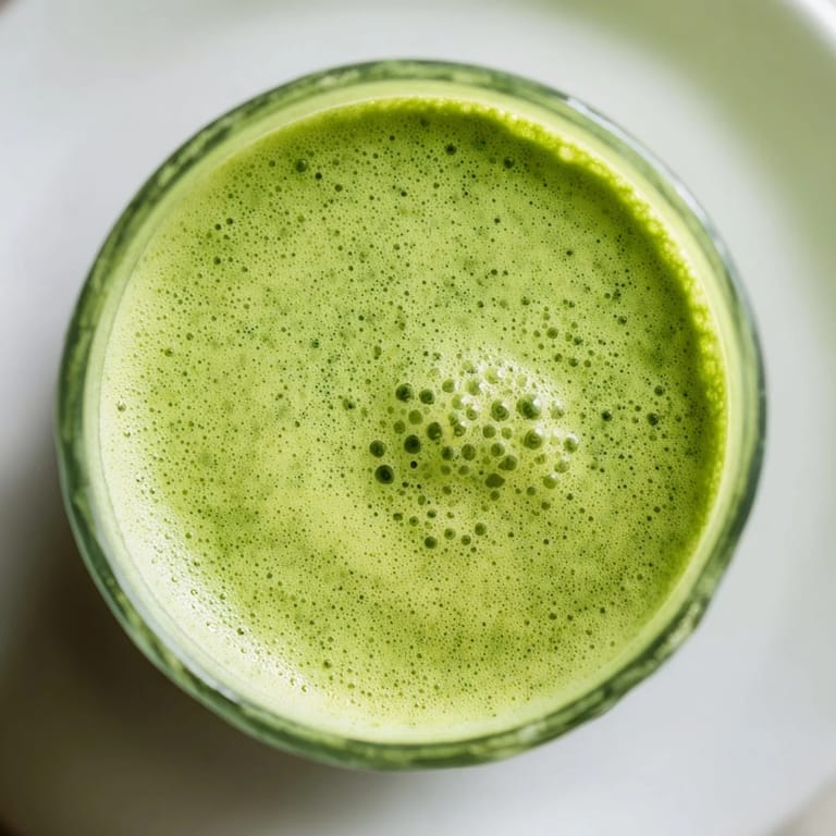 Homemade creamy matcha latte, with a rich flavor and a thick, decadent cold foam topping.
