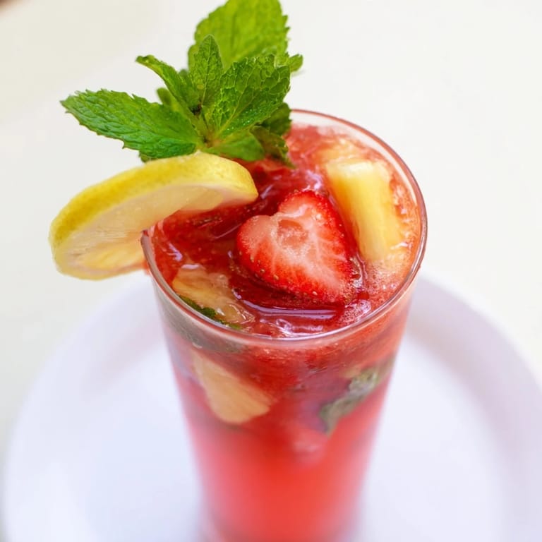 Homemade DIY fruit refresher drinks served over ice, a delicious and healthy beverage.