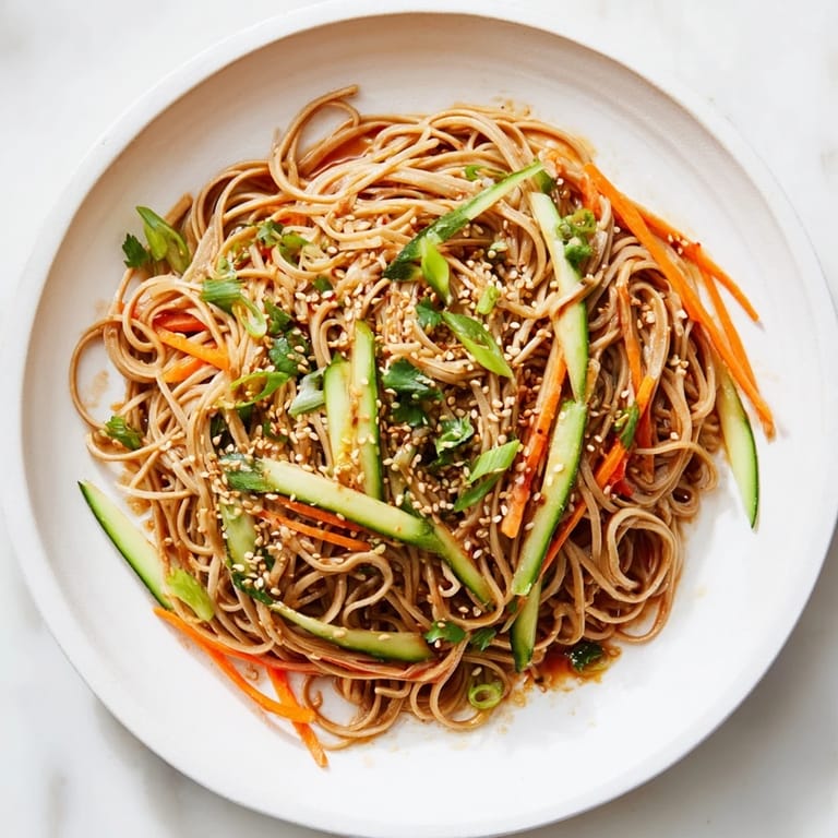 Close-up of deliciously prepared Chilled Noodle Lunch Cups, showcasing colorful noodles, veggies, and a sesame glaze.