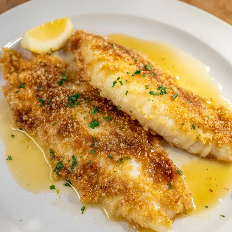 Delicate flounder meunière served with lemon wedges, a quick French-inspired main dish for weeknights.