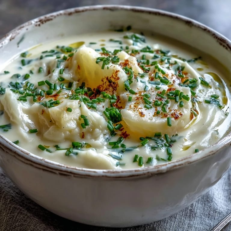 Steaming bowl of homemade Potato Leek Soup with a velvety texture, served alongside crusty artisan bread for dipping.