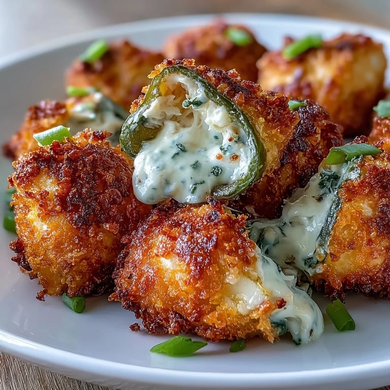 Spicy jalapeño halves filled with creamy lump crab and herbs on a baking sheet.