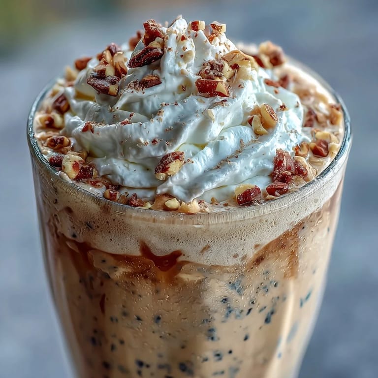 Frosted glasses of Hojicha milkshake with a dusting of matcha-like powder and straw ready.