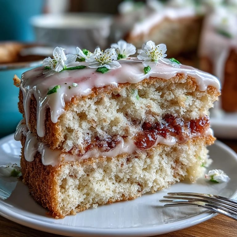 Three delicate cake layers in pastel pink and yellow, frosted with silky buttercream for a dreamy dessert.  