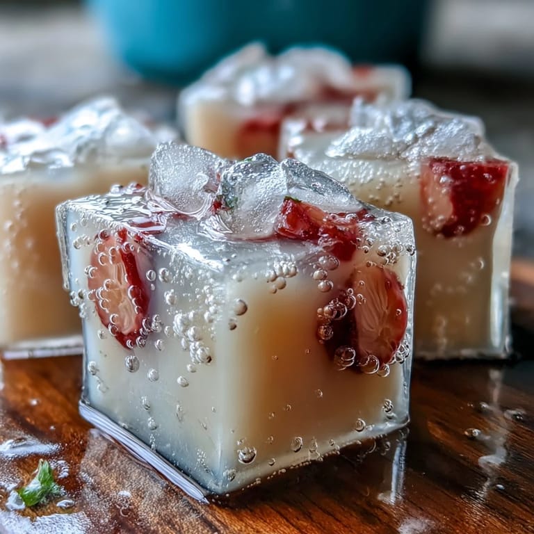 Delicate lychee agar jelly cubes are paired with fizzy yuzu citrus water for a light, gluten-free Asian fusion treat.