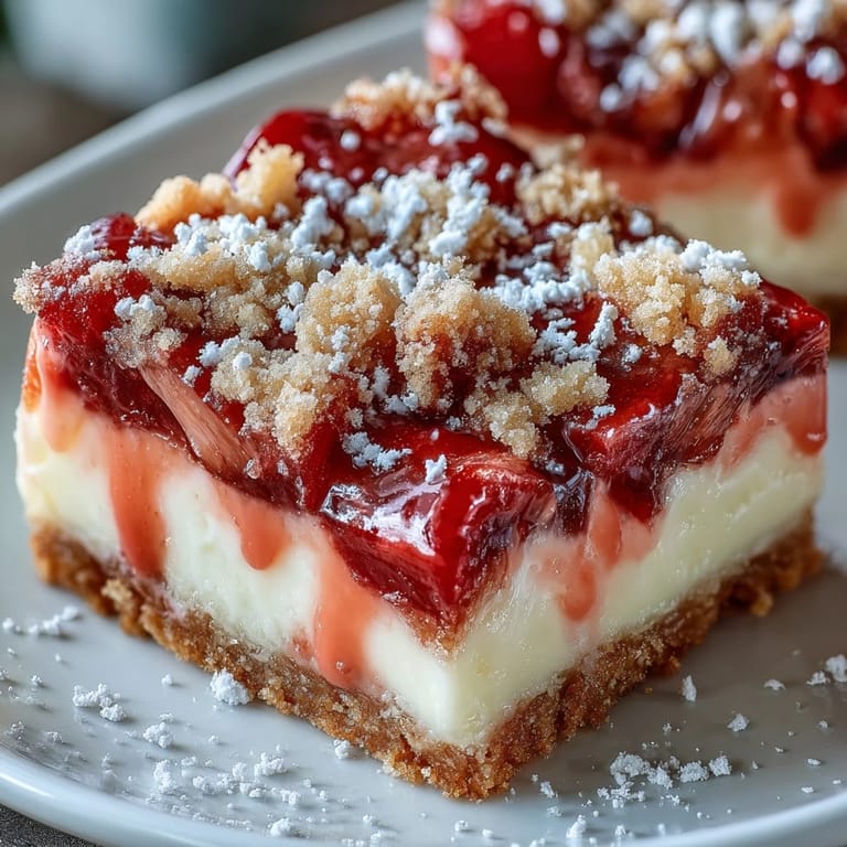 Sweet vanilla custard and tart rhubarb layered on rich shortbread, these bars are a perfect seasonal treat.