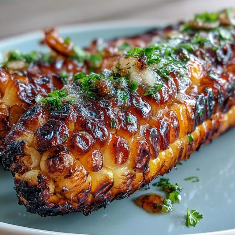 Golden grilled corn ribs glistening with spicy lime butter, a delicious side.