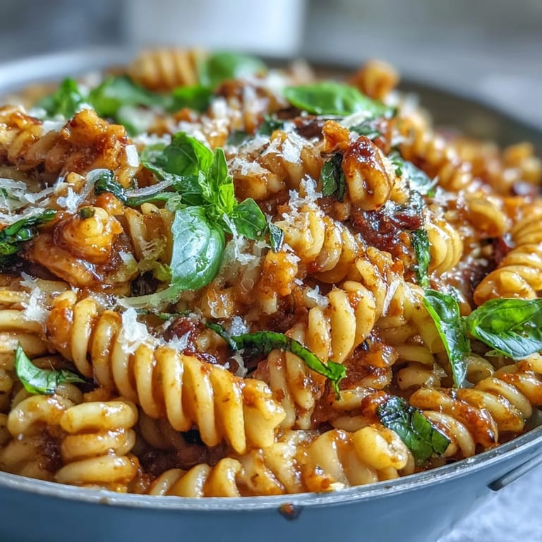 Golden cheesy one-pot creamy tomato basil pasta with a rich sauce.
