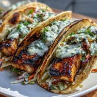 Zesty coconut lime grilled fish tacos with fresh slaw and tangy crema, served in warm tortillas for a vibrant summer meal.