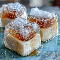 Lychee agar jelly cubes float in sparkling yuzu water, offering a refreshing and elegant vegan dessert for summer.  